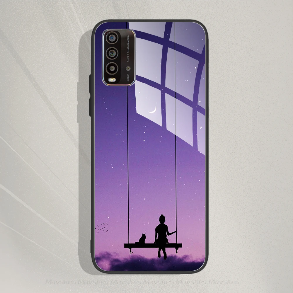 For Xiaomi Redmi 9T 9A 9 9C Fundas Tempered Glass Phone Case For Redmi 9 A C T Note 8 8T 9 10 10X Pro 10s 4G 5G Case Cover Coque
