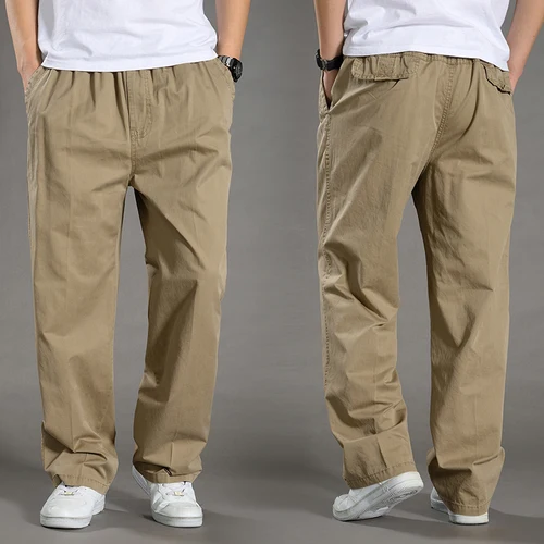 Imagen 1 del producto Monos para hombre, pantalones Cargo de algodón, pantalones de chándal deportivos informales, monos de utilidad para el trabajo con cintura elástica, pantalones negros para correr en el gimnasio