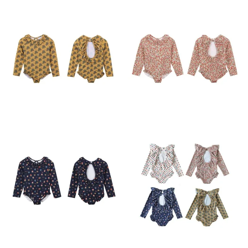 Kids Swimwear  Bikinis Baby  Swimwears Long Sleeved Sunscreen Swimsuits Beach Vacation Princess Vacation  Swimsuit for Girls