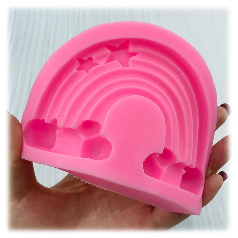 3D สวยช็อกโกแลต Rainbow Mould เค้กตกแต่งเบเกอรี่ Fondant พุดดิ้ง DIY ดินเรซิ่น Art รูปแบบเตาอบไอน้ําม