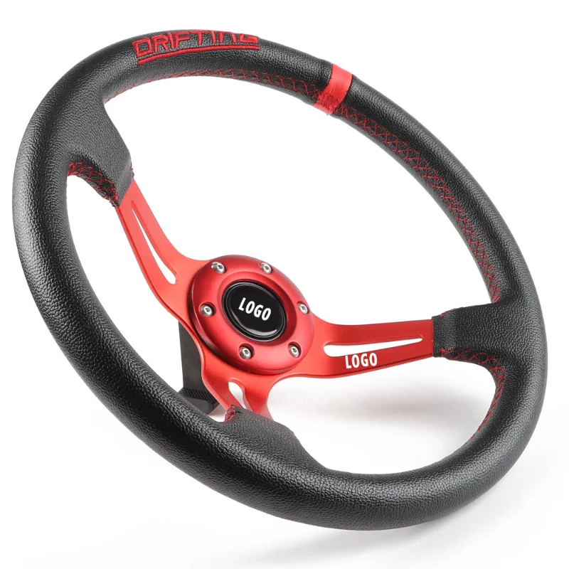 

Car Universal 350MM Leather Steering Wheel PVC Racing Steering Wheel Sports High Quality Auto Parts Modification