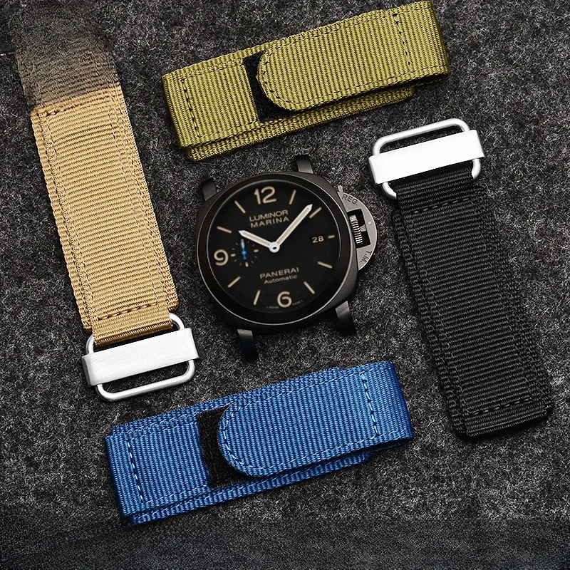 hook and loop fastener Durable Nylon Blue Watch Strap for Panerai 111 Bodi Tudor Thickened Waterproof Canvas 22 24mm Watchban