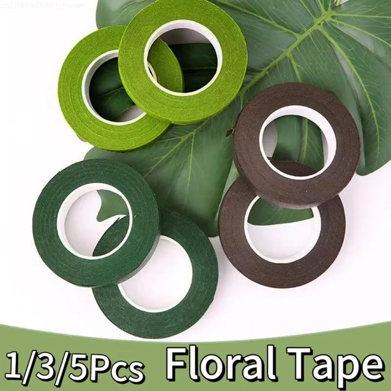 Cintas de papel florales autoadhesivas, tallo de ramo, cinta de floricultura verde, envoltura de estambre, floristería, suministros de flores artificiales DIY