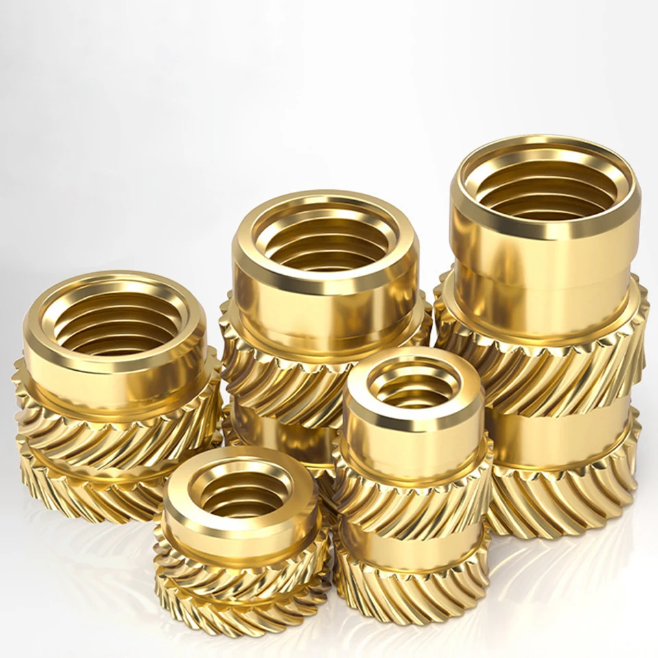 100pcs Brass Heat Set Threaded Inserts M3 M4 Knurled Nuts Hot Melt Embedment Insert for 3D Printing Plastic Injection Molding