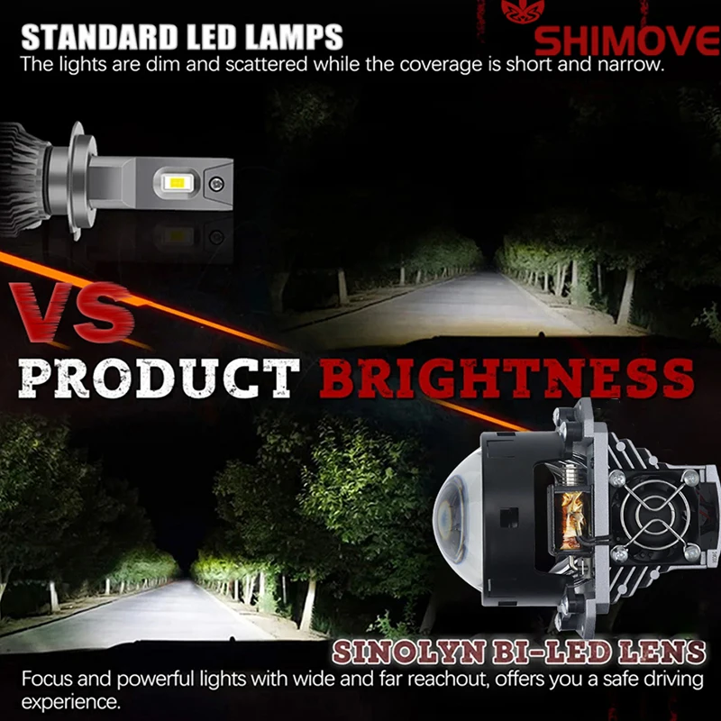 H4 H7 3 Inch Bi-led Lens Projector Lenes For Headlight Kit 9005 9006 High Low Lights For Car Motorcycle Retrofit 100W 12600LM