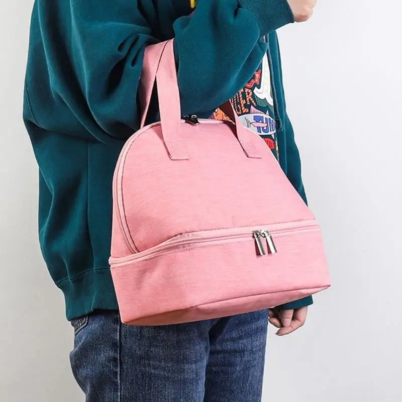 

D46D Portable Double-Llayer Insulation Bag Insulated Thermal Lunch Box Bag Multi-Function Lunch Bag