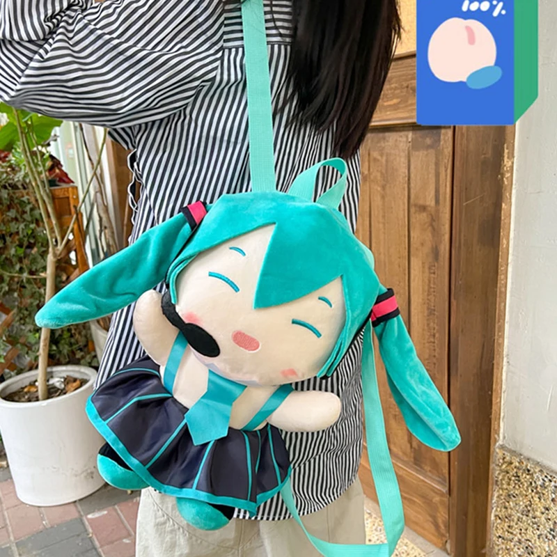 Anime Figure Hatsune Miku Backpack Q Version Kawaii Doll Bag Model Stuffed Toy Shoulder Bag Fashion Knapsack Christmas Gifts