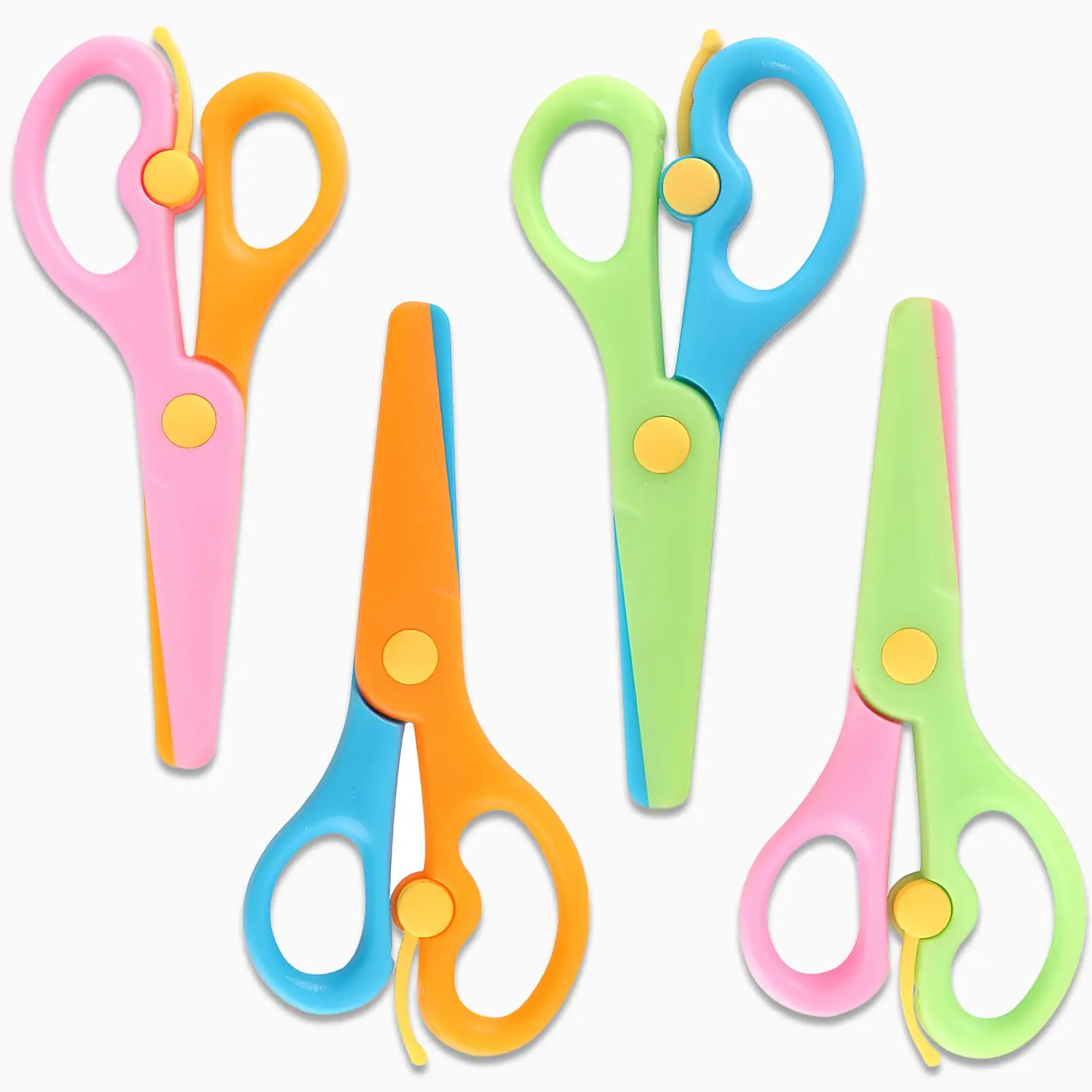 1/4Pcs Plastic Children Safety Scissors, Non-Toxic Smooth Edge Scissors for School Office DIY Art Projects