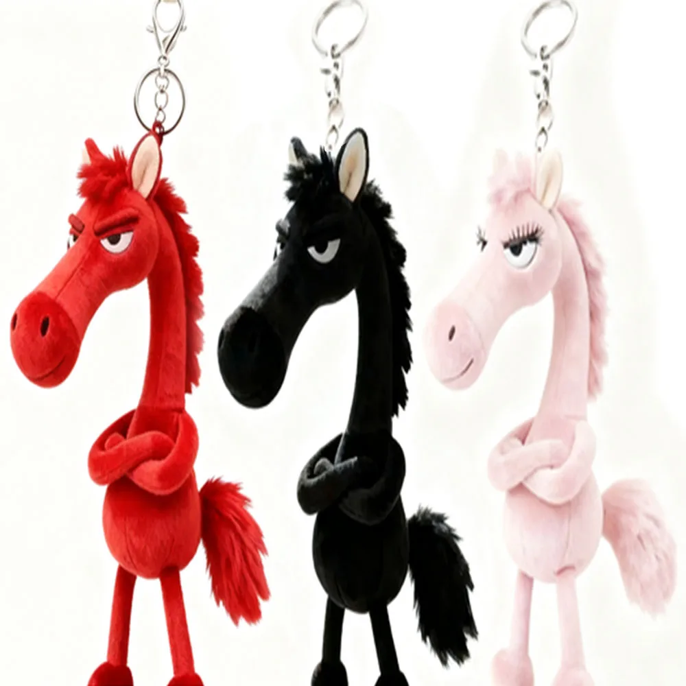 Black Horse Keychain 14CM Plush Toy Backpack Pendant Decoration Year of The Horse Plush Toy New Year's Gifts for Boys and Girls