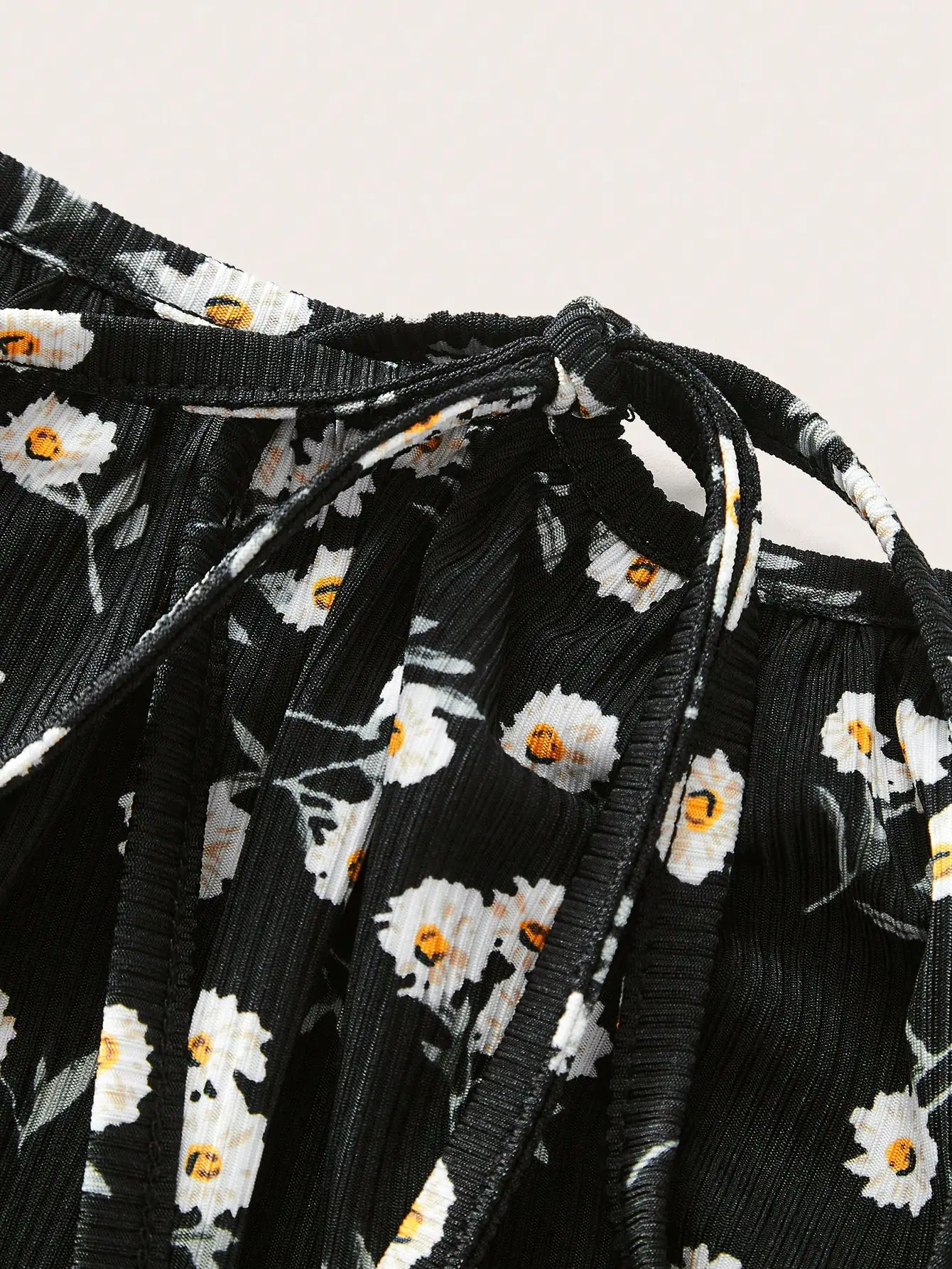 Neues Modisches Elegantes Ärmelloses Trägerkleid mit Blumenmuster in Unifarbe und Übergröße – Detail 11