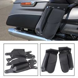 1 Pair Left & Right Motorcycle Black Saddlebag Guard Crash Bar Bag Water Bottle Holder For Harley Touring All models