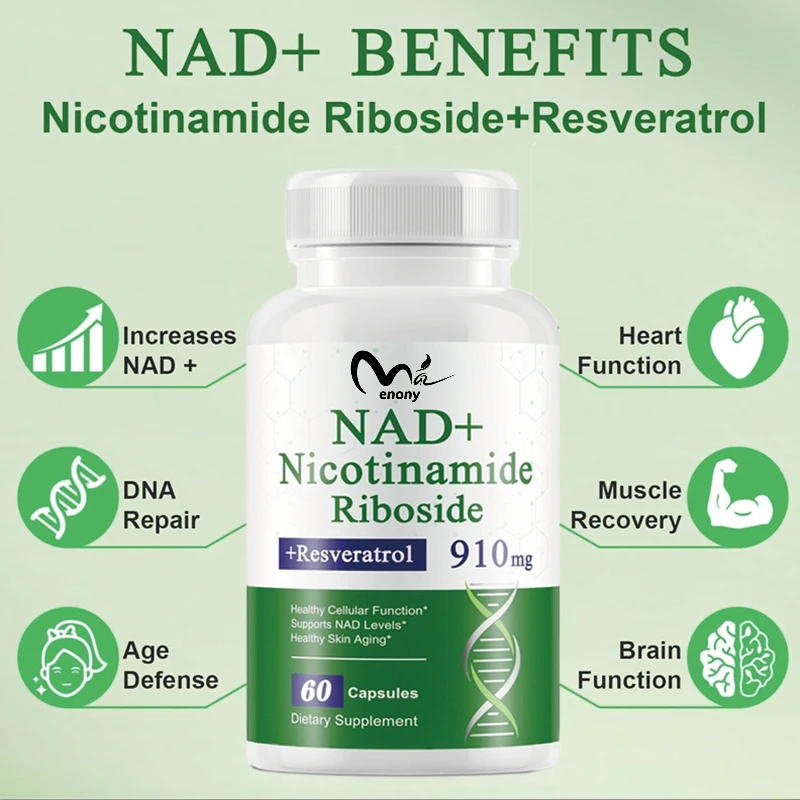 NAD+supplement capsule 910mg - nicotinamide nucleoside, resveratrol, quercetin, NAD vitamins - cellular energy, repair and aging