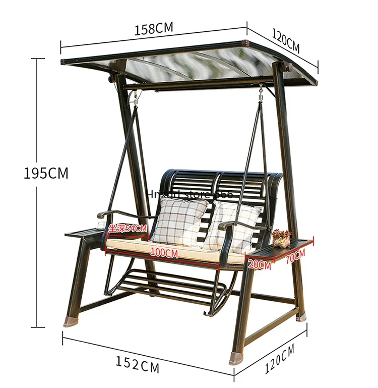 Outdoor swing courtyard with solar lights for home use