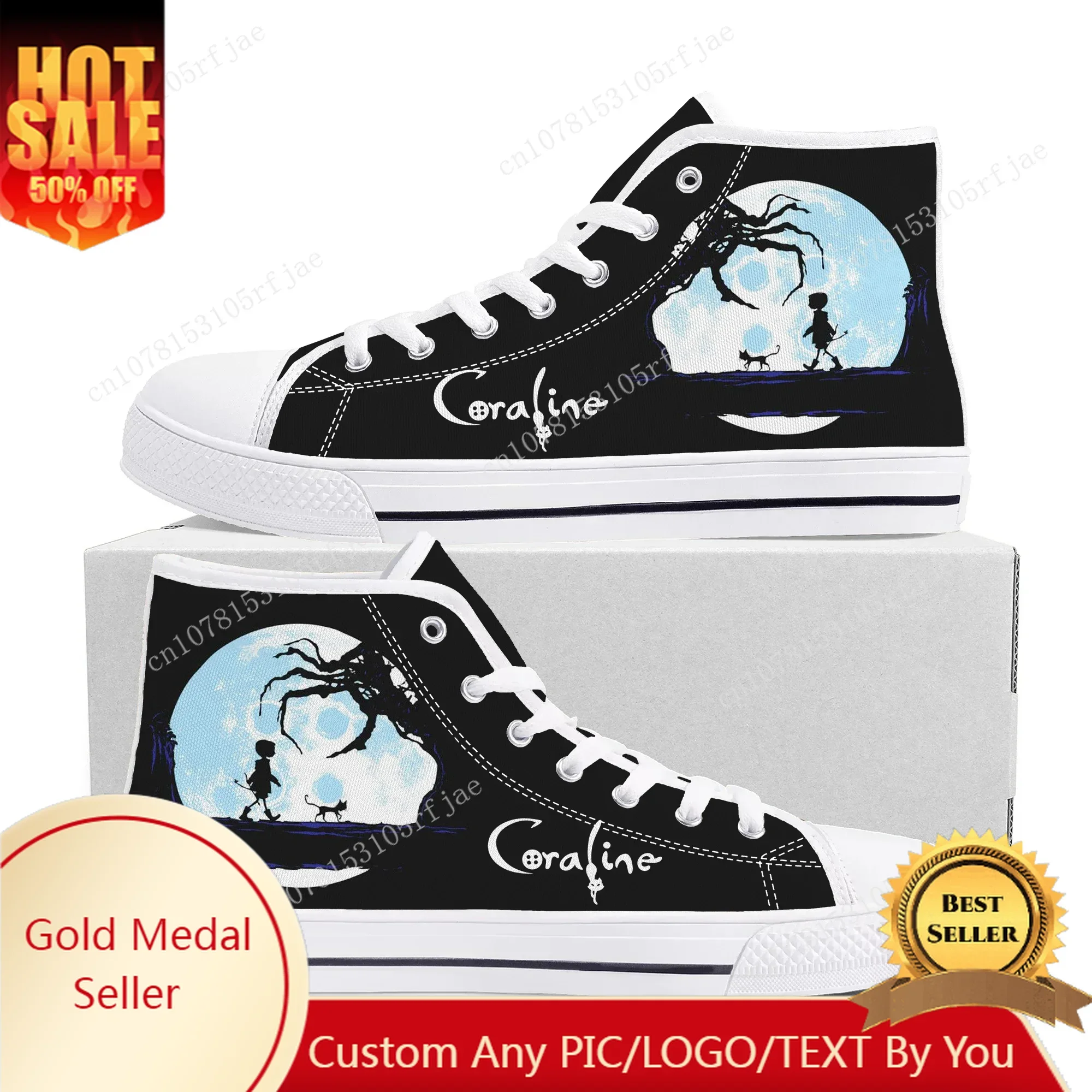 

Coraline The Secret Door High Top Sneakers Mens Womens Teenager High Quality Fashion Canvas Shoes Casual Tailor Made Sneaker