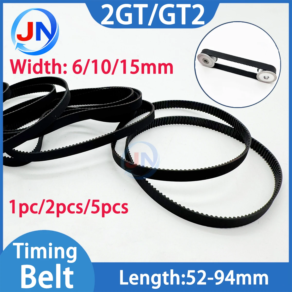 GT2 Timing Belt Width 6 10 15mm length=52 56 66 70 72 74 76 78 80 82 84 90 92 94mm 2MGT Rubber Closed Loop 2GT Synchronous Belt