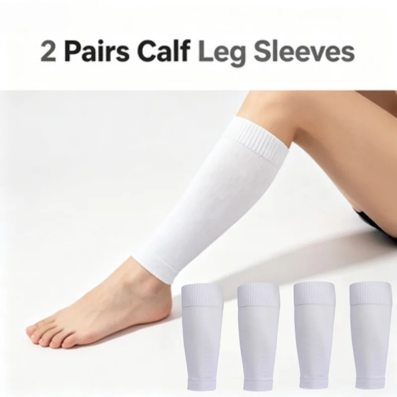 2 Pairs Calf Leg Sleeves Unisex Shin Guard Sleeves Breathable Elastic Sports Sock Sleeves for Running Cycling Training