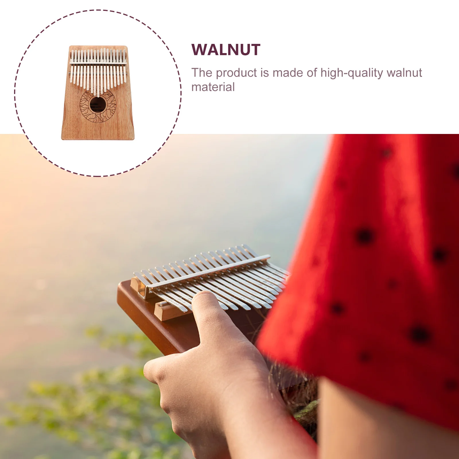 

17 tone Thumb Piano Portable Music Instrument for Beginners Comfortable Design Bright Sound Clear Resonance Musical