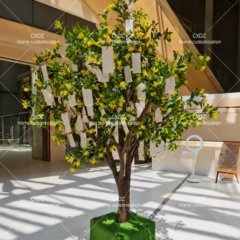 Simulation Osmanthus Tree Golden Interior Decoration Large Floor Ornament for Shopping Mall Festival Activities Landscaping