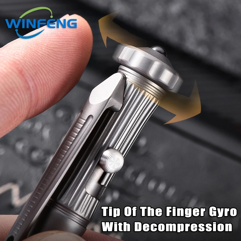 Multi-functional Titanium Tactical Bolt Action Pen Self-defense Glass Breaker Business Signature Ballpoint Pen with Turning Gyro