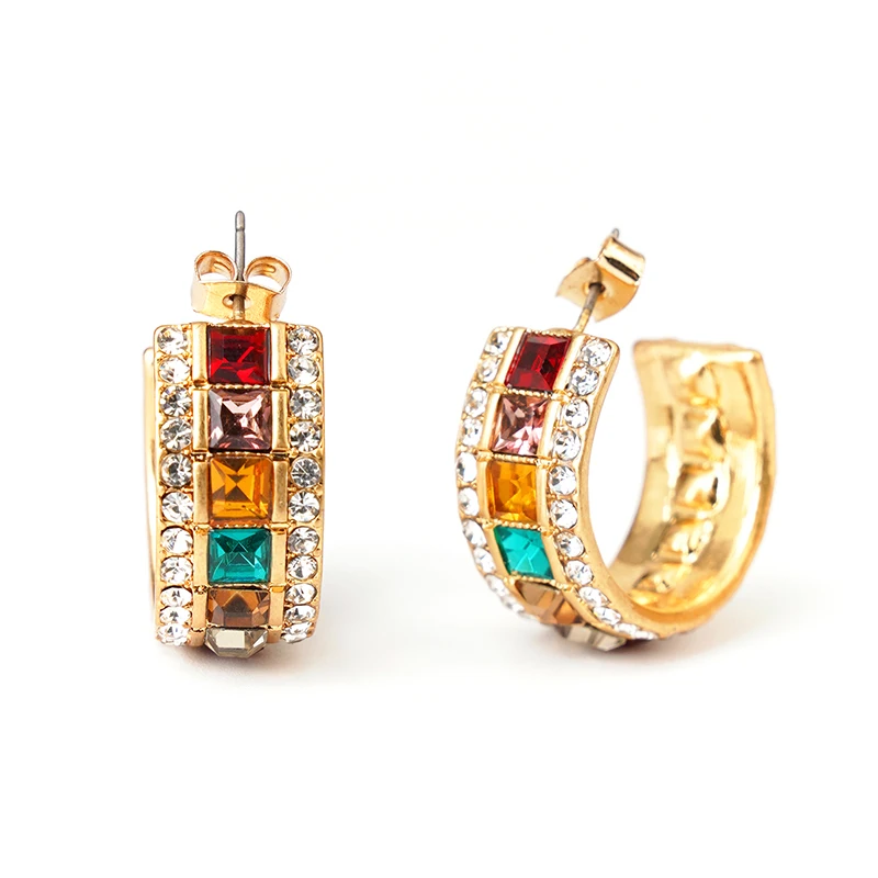 Shiny Rhinestone Personality Exaggerated Hoop Earrings Trend Woman Luxury Trendy Statement  Accessories Fashion Fashion Jewelry