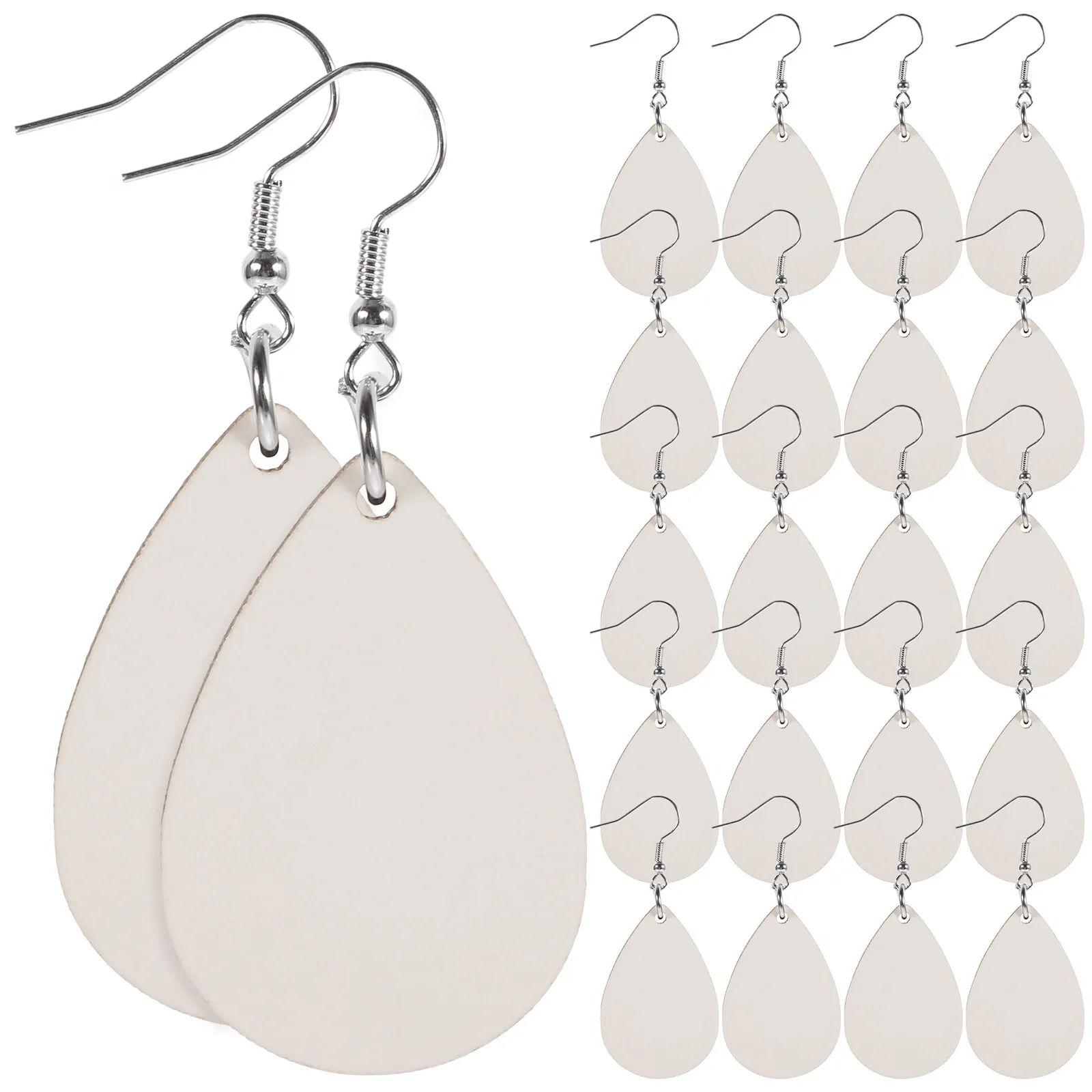 

30pcs Sublimation Earring Blanks Bulk Jewelry Making DIY Decorative Wooden Iron Crafting Accessories Handmade Earrings