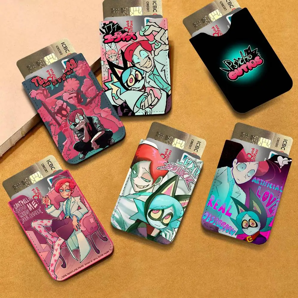 Popular Animation P-Psychocuties Universal PU Leather Slim Card Wallet, ID Credit Card Organizer, Compact Portable Holder