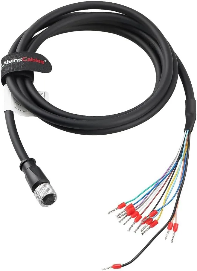 M12 A-Code 12 Pin Female Open Terminal Power I/O Cable for Keyence OP-88810 11 12 Industrial Camera Interface Integrated Cable