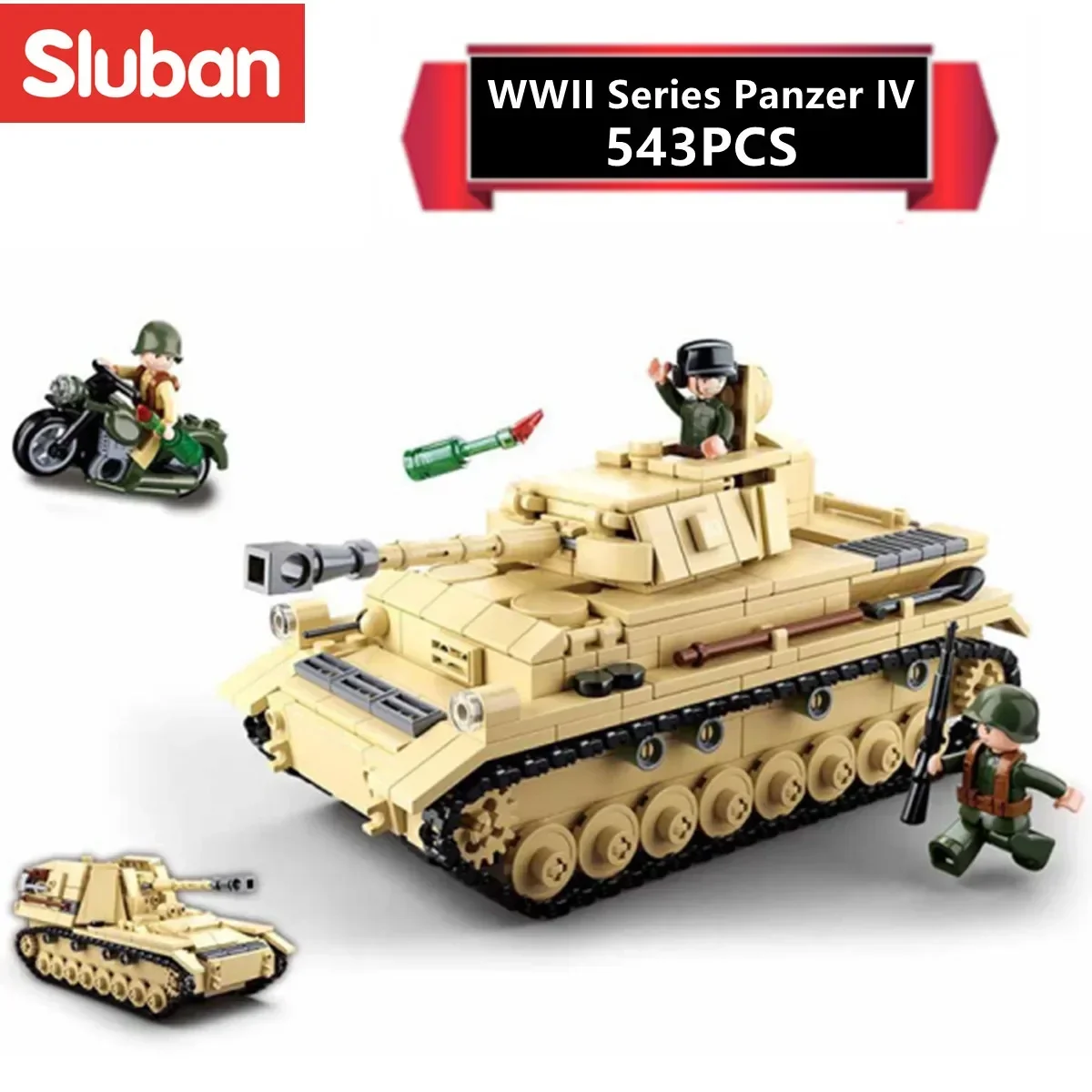 543PCS WW2 Army Panzer IV Tank Building Blocks Military Weapons Vehicle Model Bricks Desktop Decoration Toys Kids Holiday Gifts