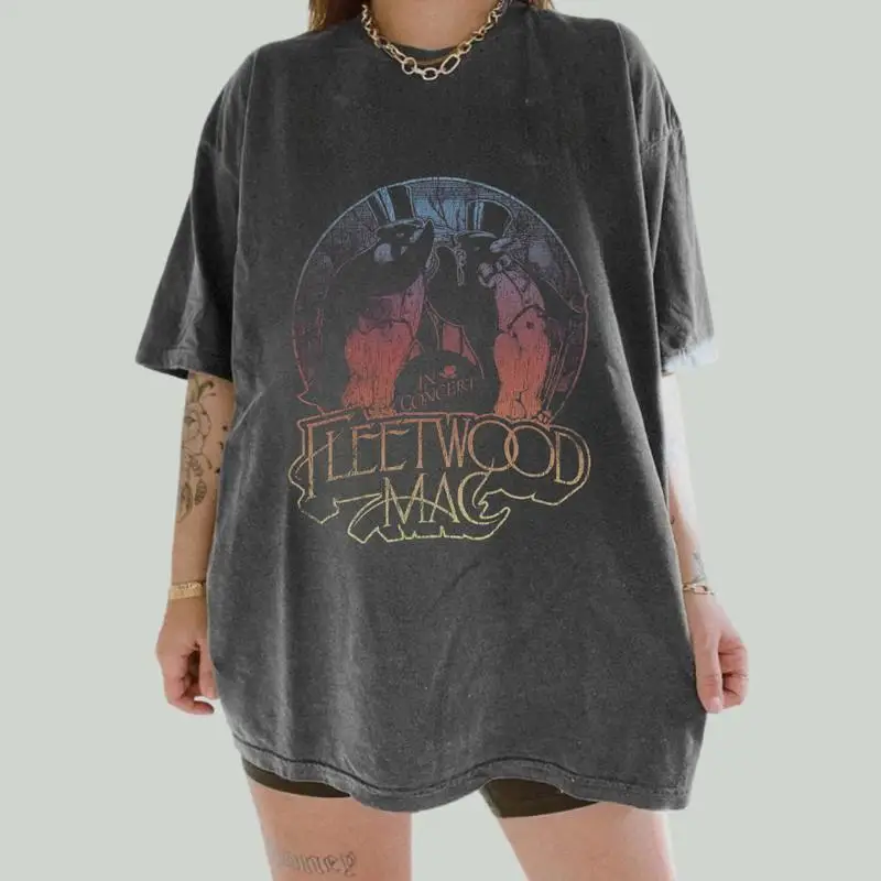 

Vintage Fleetwood Mac Rock Band T-Shirt, Vintage 90s Band Style Tee, Abstract Music Graphic T-Shirt, Y2K Alternative Tour Merch