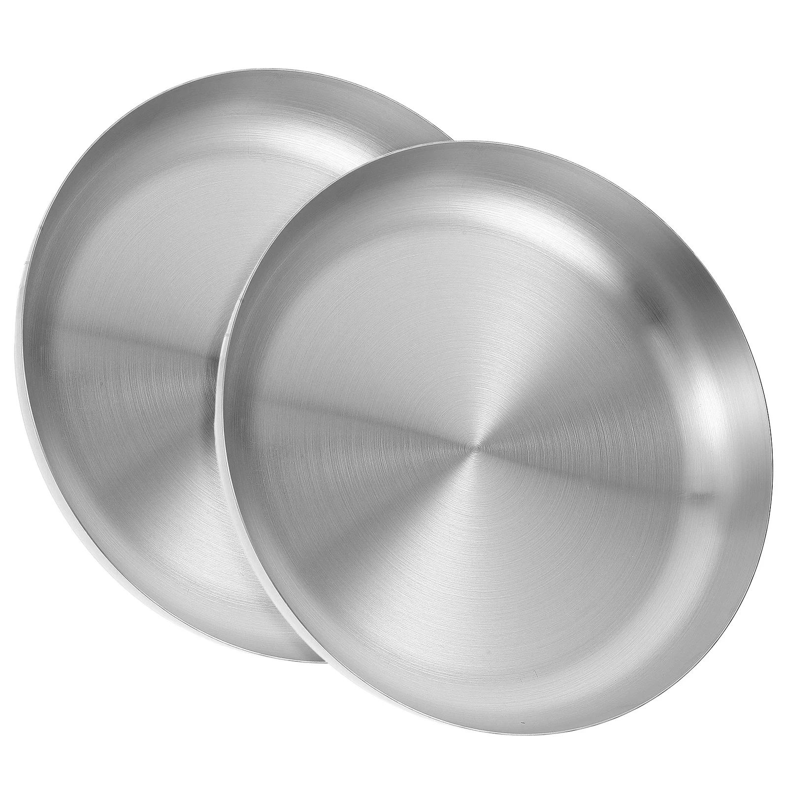 

2pcs Stainless Steel Snack Plates 8 Inch Elegant Unbreakable Metal Dishes For Camping Bbq Serving Dessert Fruit