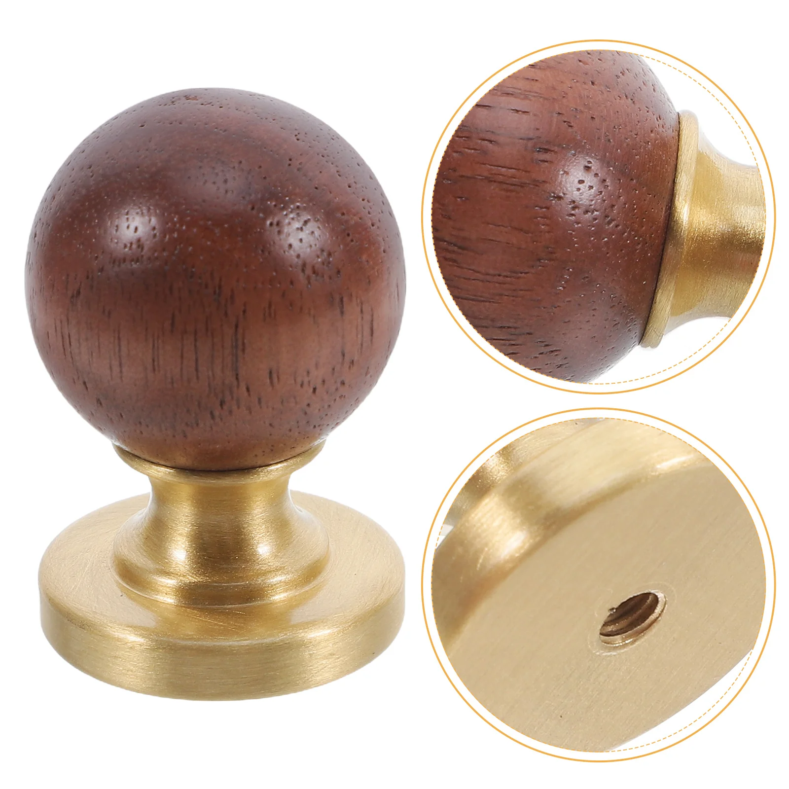 

1Set Retro Cabinet Knobs Handcrafted Wood Ball Drawer Pulls in Brass for Kitchen Dresser Furniture - Longlasting Shine Vintage