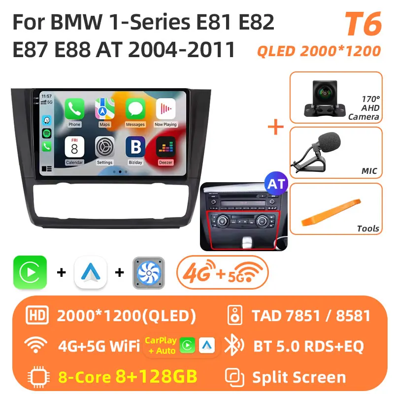 Jundof Android 16 Autoradio Voor BMW 1 Serie E81 E82 E87 E88 OP 2004-2012 GPS Navigatie DSP Carplay IPS Multimedia Serero Auto