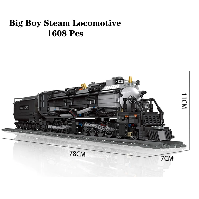 Compatible With LEGO Big Rail Car Locomotive Building Blocks Toys Model City Steampunk Era Bricks Retro Train With Power Motor image 3