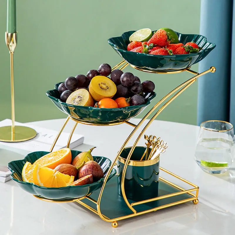 

Подходит для легкой роскошной керамической тарелки с фруктами в скандинавском стиле, многослойной тарелки с сухофруктами, тарелки с фруктами, гостиной.