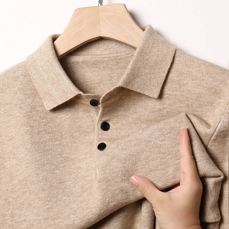 

Осенний длинный вязаный свитер Све с шерстяным воротником, мужской базовый слой, повседневный однотонный модный трикотаж для молодежи