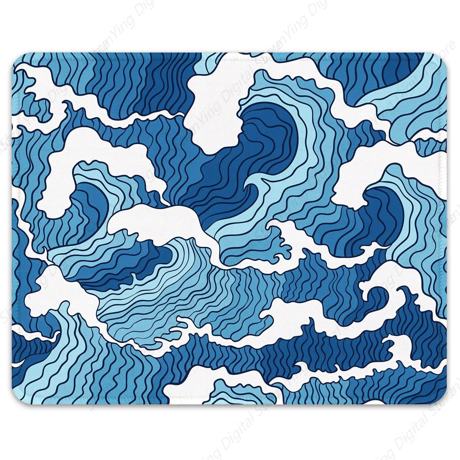 Mouse Pad Made Of Japanese Art Wave Anti Slip Rubber Durable And Suitable For Gaming Work Office And Laptop Computers 25*30cm