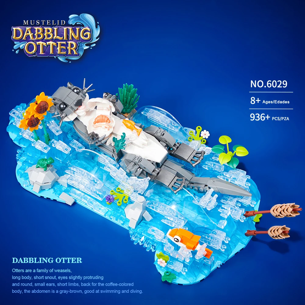 

iDEA Animals World Building Block MUSTELID DABBLING Otter Playing Water Assembly Model Kits Bricks Educational Toy For Kids GIft