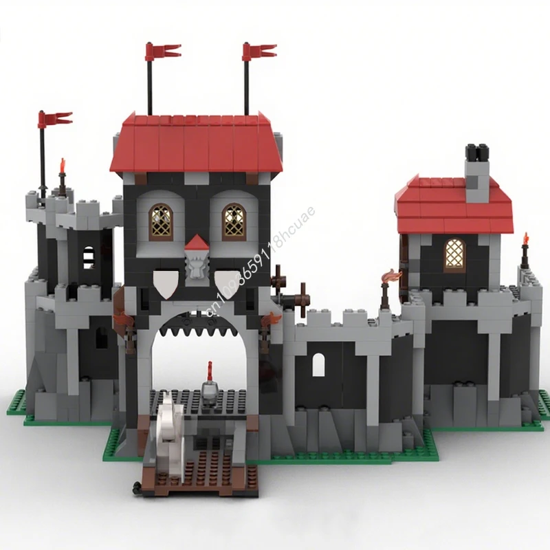 1066pcs MOC Black Castle River Fortress Model Building blocks Education Kids Brick Modular Architecture toys Christmas gifts
