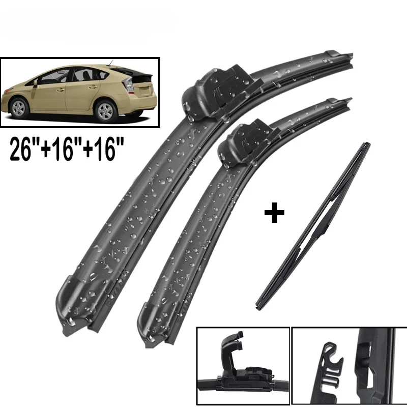 Car Wiper Front & Rear Wiper Blades Set Kit For Toyota Prius 2009 - 2015 Windshield Windscreen Window Brushes 26