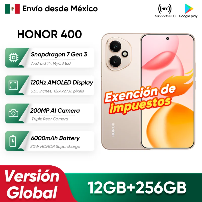 【2025 الوافدين الجدد】HONOR 400 5G الإصدار العالمي للهاتف الذكي بشاشة AMOLED مقاس 6.55 بوصة وكاميرا 200 ميجابكسل 6000 مللي أمبير في الساعة 100 وات SuperCharge OTG NFC