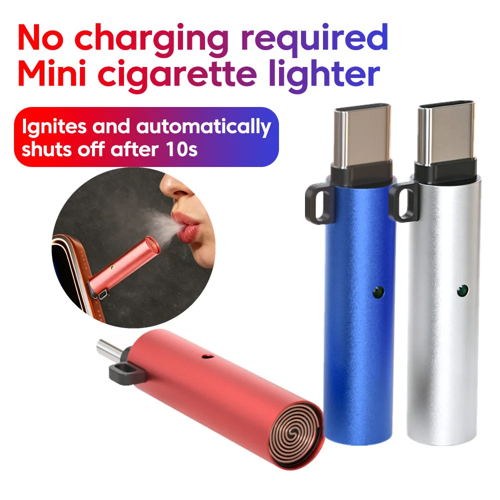 Type C Mobile Phone Cigarette Lighter Protable Air Blowing Cigarette Lighter Outdoor USB C Lighter Adapter For iPhone 18 17 16