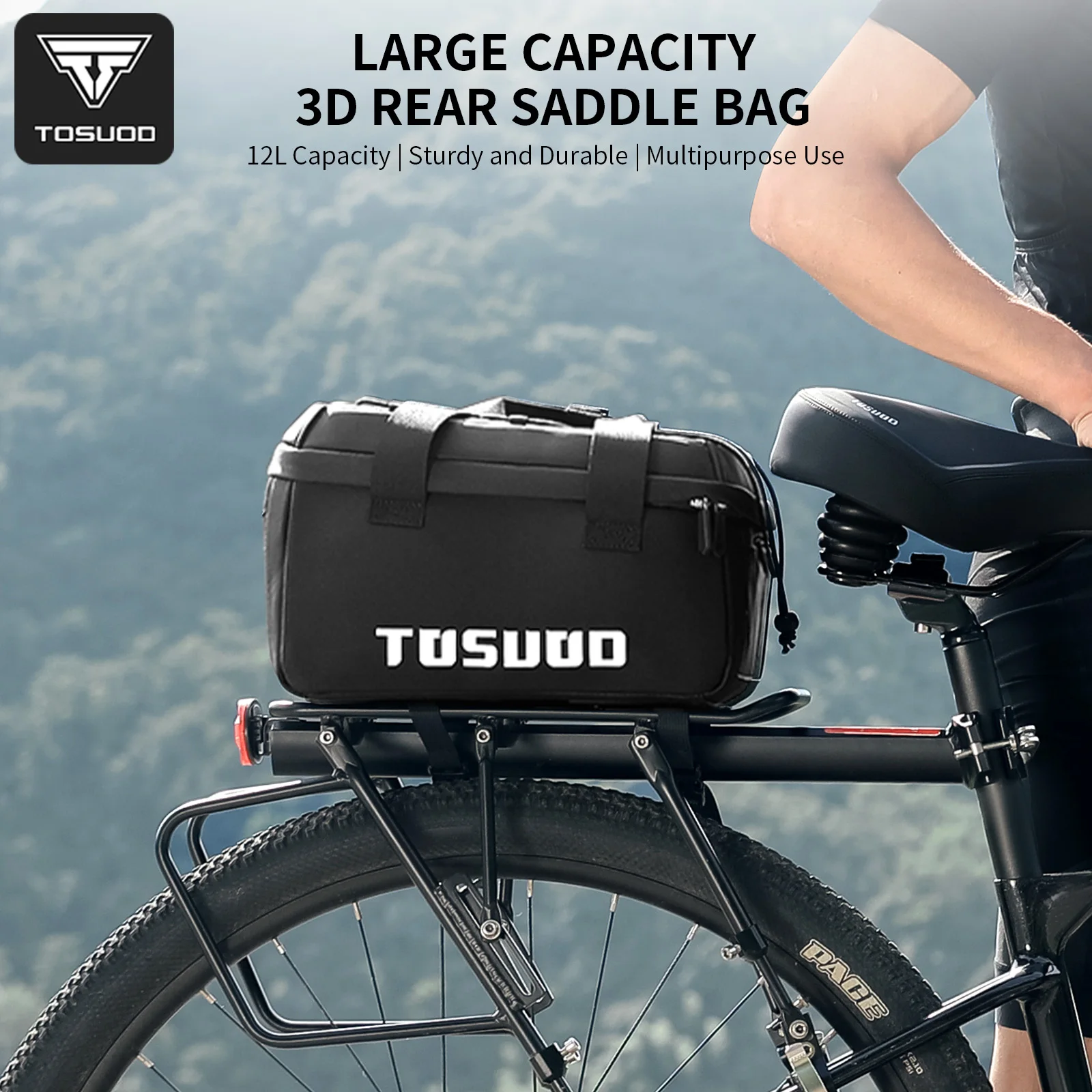

Велосумка TOSUOD 12 л, большая вместимость, водонепроницаемая, для заднего багажника, для велопутешествий и активного отдыха