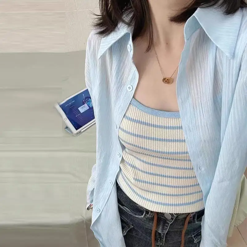 

Thin Women's Sunscreen Cardigan Long Sve Loose Fit Air Conditioned irt Ladies Premium Faion Ry Fabric Fly Sve