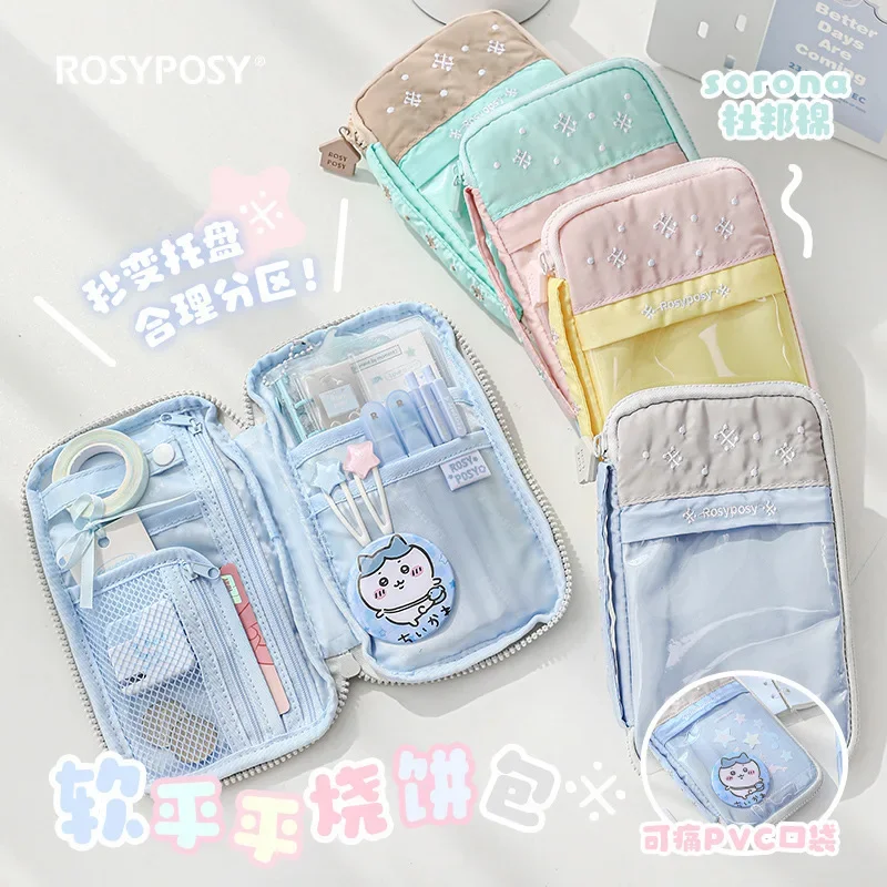 Soft Color Blocking Student Pencil Bag Multi-functional Storage Small Fresh Style Pencil Case For School Supplies