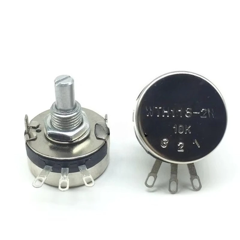 1pcs，Single loop carbon film potentiometer，WTH118-2W 1A ，With Knob Cap，B1K 2K2 4K7 10K 22K 47K 100K 220K 470K 1M