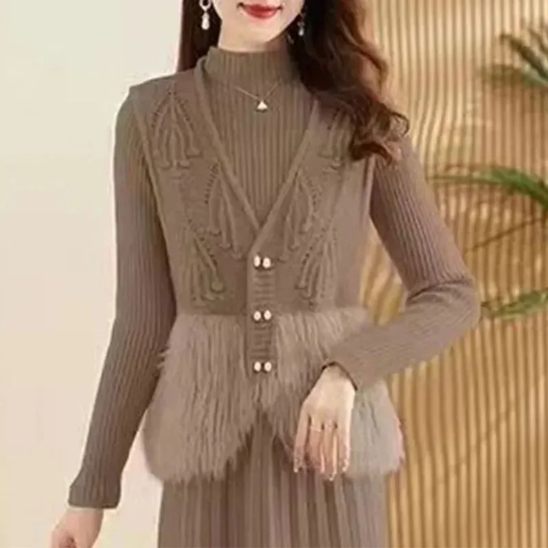 Women's Vest New Spring Autumn Knitted Cardigan Horse Clip Fashionable Sleeveless Sweater Vest