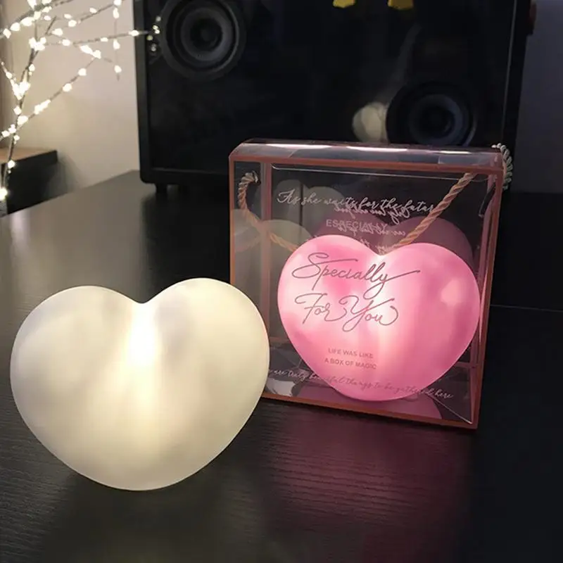 Creative Love Heart LED 3D Lamp Wedding Romantic Red Pink Night Light Ornament Birthday Christmas Ambient Light Home Decoration