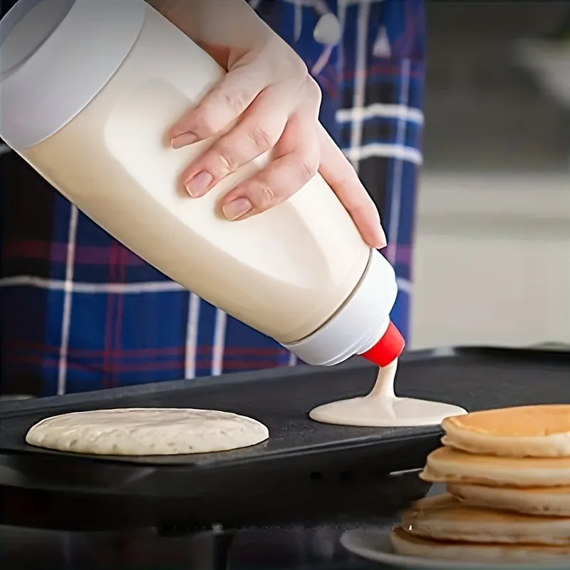 Botella de masa para panqueques, batidora con bola de licuadora, batidor de alambre para restaurante, hornear panqueques, magdalenas, muffins, crepes y más