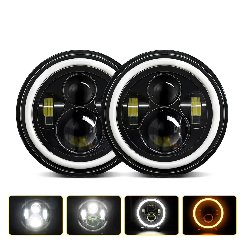 2pcs Universal 7 Inch Led Car Motorcycle Headlight DRL H4 Headlamp For Harley BMW Yamha Honda 7