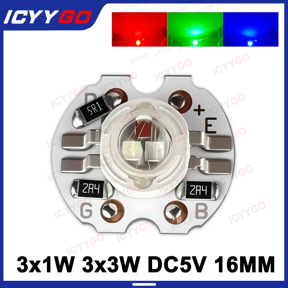 3w 9w 5v rgb grânulo de lâmpada baixa tensão dc 5v16mm substrato de alumínio luz vermelha luz verde luz azul 4pin led rgb lâmpada grânulo
